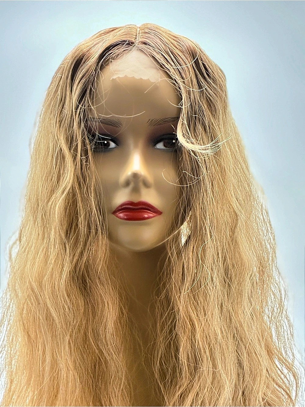 Long Wavy Brown Topper. Synthetic